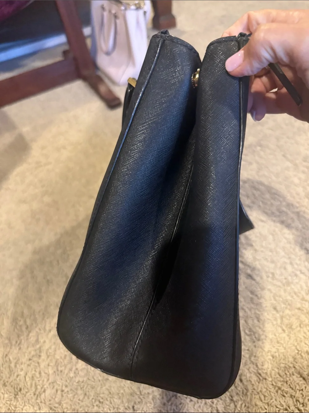 kate spade black saffiano leather tote with gold hardware